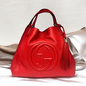 Gucci Vermilion Red Leather Soho Tote Bag  282308